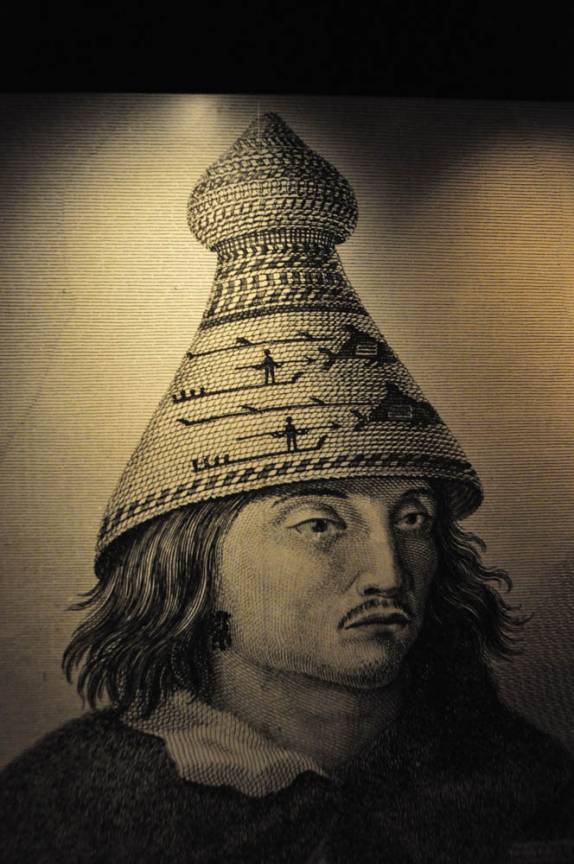 Gravura de antigo líder indígena exposta no Royal BC Museum, em Victoria, capital da British Columbia, no oeste do Canadá